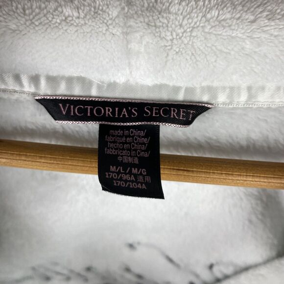 Victoria's Secret Plush Bath Robe White Size ML Medium Large Plush Mid Length - Picture 5 of 14